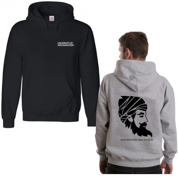 Personalised Sikh Uni Guru Society Hoodie with custom back/front text